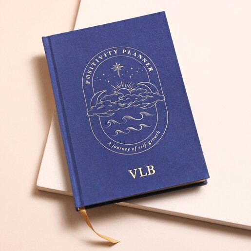 Personalised Initials Celestial Positivity Planner  Personalised Initials Celestial Positivity Planner against beige coloured backdrop