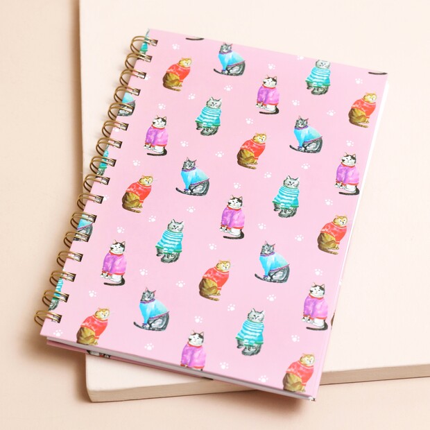 Pink Cat Print Notebook