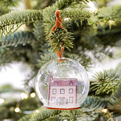 Personalised Festive House Glass Dome Bauble