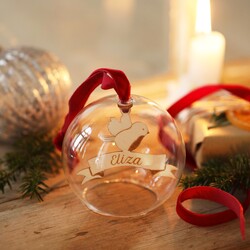 Personalised Winter Robin Glass Dome Bauble