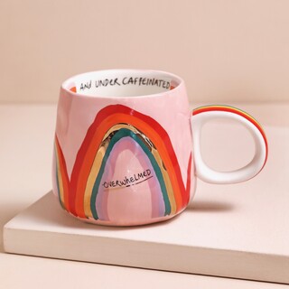 House of Disaster Small Talk Overwhelmed Rainbow Mug