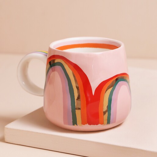 Back of House of Disaster Overwhelmed Rainbow Mug 