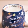 Close Up of Writing on House of Disaster You're the Best Thing Starry Mug