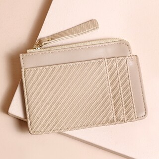 Vegan Leather Card Holder in Beige