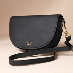 Personalised Vegan Leather Half Moon Crossbody Bag
