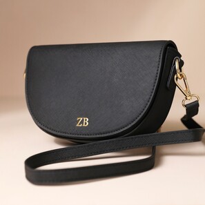 Personalised Vegan Leather Half Moon Crossbody Bag