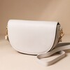 Vegan Leather Half Moon Crossbody Bag in Light Grey