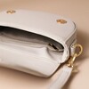 Interior of Vegan Leather Half Moon Crossbody Bag in Light Grey