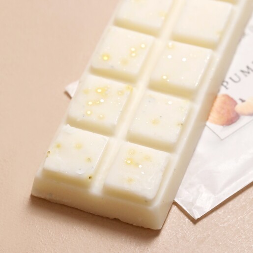 Close up of Lisa Angel Pumpkin Spice Soy Wax Melts out of packaging