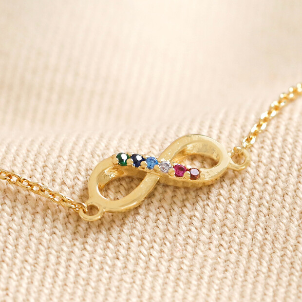 Estella Bartlett Multicoloured Crystal Infinity Bracelet in Gold Estella Bartlett Multicoloured Crystal Infinity Bracelet in Gold
