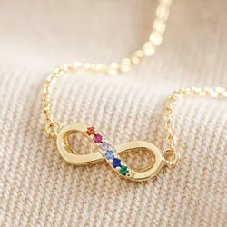 Estella Bartlett Multicoloured Crystal Infinity Pendant Necklace in Gold