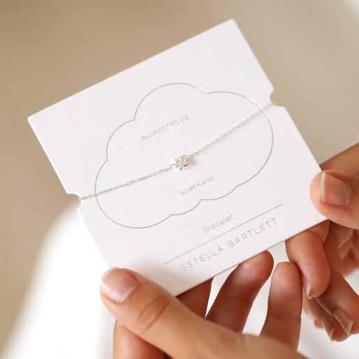 Estella Bartlett Paw Charm Bracelet In Silver on Packaging Card