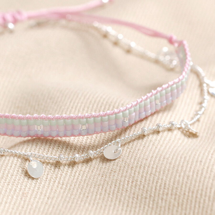 Set of 2 Pink and Silver Bracelets | Estella Bartlett | Lisa Angel