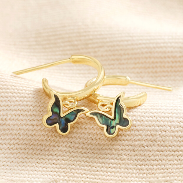 Estella Bartlett Shell Butterfly Huggie Hoop Earrings in Gold Estella Bartlett Shell Butterfly Huggie Hoop Earrings in Gold