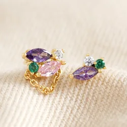 Estella Bartlett Asymmetric Multicolour Crystal Stud Earrings