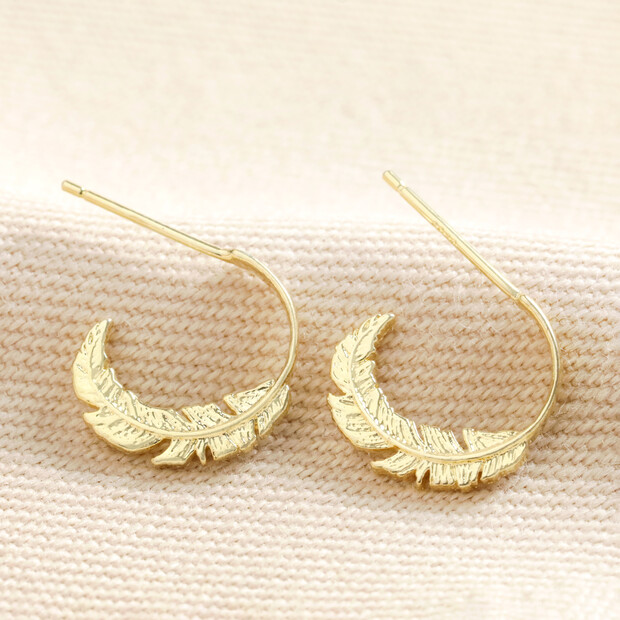 Estella Bartlett Feather Hoop Earrings in Gold Estella Bartlett Feather Hoop Earrings in Gold