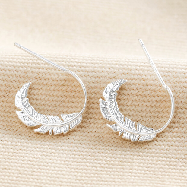 Estella Bartlett Feather Hoop Earrings in Silver Estella Bartlett Feather Hoop Earrings in Silver