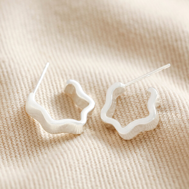 Estella Bartlett Flat Wave Hoop Earrings in Silver Estella Bartlett Flat Wave Hoop Earrings in Silver