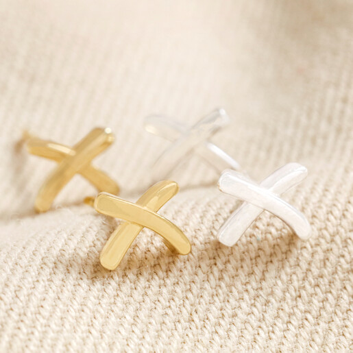 Small gold cross stud on sale earrings