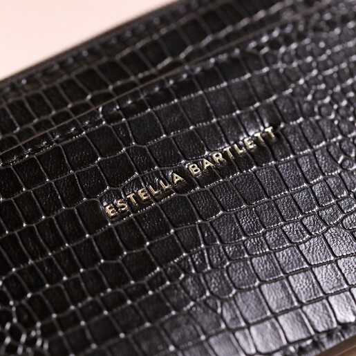 Logo on Estella Bartlett Black Large Card Purse 