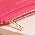 Close Up of Zip on Estella Bartlett Hot Pink Large Card Purse 