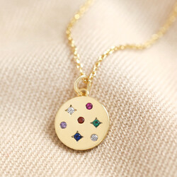 Estella Bartlett Multicoloured Crystal Disc Pendant in Gold