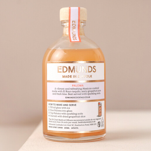 Back of 100ml Edmunds Cocktails Paloma