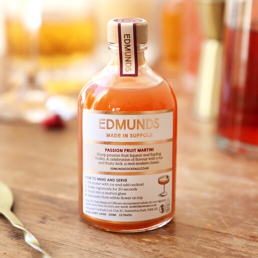 Back of Bottle of 100ml Edmunds Cocktails Pornstar Martini