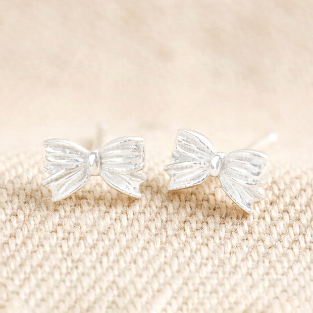 Sterling Silver Tiny Bow Stud Earrings Sterling Silver Tiny Bow Stud Earrings