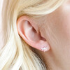 Close Up of Model Wearing Sterling Silver Dragonfly Stud Earrings
