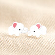 Sterling Silver Elephant Stud Earrings on top of beige coloured fabric