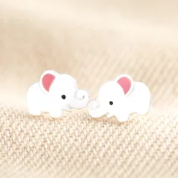 Sterling Silver Elephant Stud Earrings