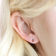 Close Up of Model Wearing Sterling Silver Ladybird Stud Earrings