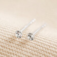 Ladies' Tiny Sterling Silver Crystal Stud Earrings