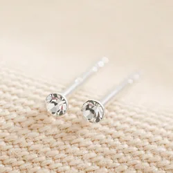 Tiny Sterling Silver Crystal Stud Earrings