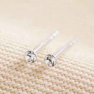 Sterling Silver Tiny Crystal Stud Earrings