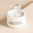 East of India Friend Tealight Holder on top of beige coloured backdrop