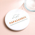 Papasaurus Organic Shape Coaster on White Surface