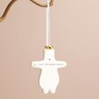 I Love You Beary Much Bear Hanging Decoration Hanging from tree branch against Pink Wall