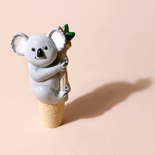 Koala Bottle Stopper on pink background