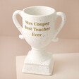 Personalised Ceramic Speckled Trophy with a Teacher Personalisation 