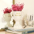 Personalised Ceramic Speckled Trophy with flowers
