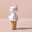 Seated Cat Bottle Stopper on Pink Surface