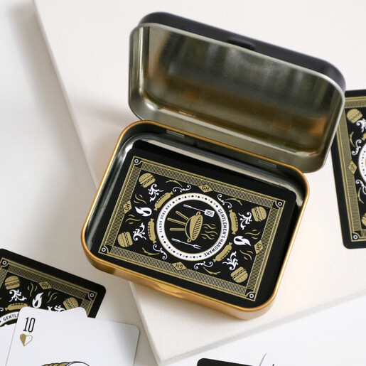 Gentlemen's Hardware BBQ Playing Cards in tin with tin open