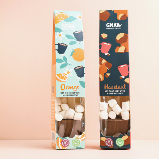 Gnaw Hazelnut Hot Chocolate Shot with other flavour available