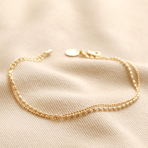 Double Layer Ball Chain Bracelet in Gold