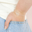 Interlocking Heart Charm Bracelet in Silver on Model with Hand in Pocket