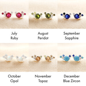 Birthstone Cluster Stud Earrings in Silver June Pearl