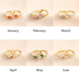 Birthstone collage of Birthstone Huggie Hoop Earrings in Gold from months January to June 