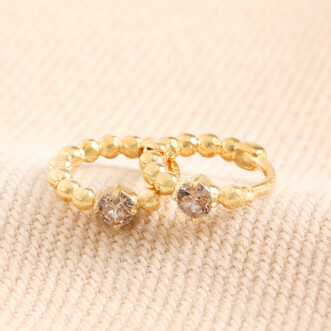 Birthstone Huggie Hoop Earrings in Gold